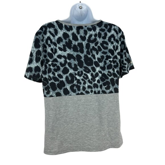 Leopard Print & Gray Knot Front Top Womens Size Medium Shein Polyester/Spandex - Picture 2 of 5